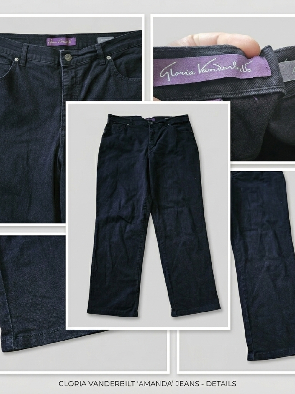 Gloria Vanderbilt Amanda Jeans Women’s Size 14 Black Classic Rise Tapered Leg